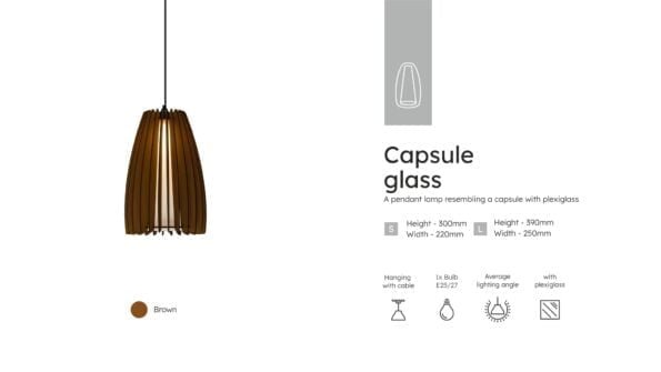 Brown CAPSULE GLASS lampshade wood ceiling light Scandinavian pendant BRADA wood lamp plywood chandelier wood pendant light wood light 4